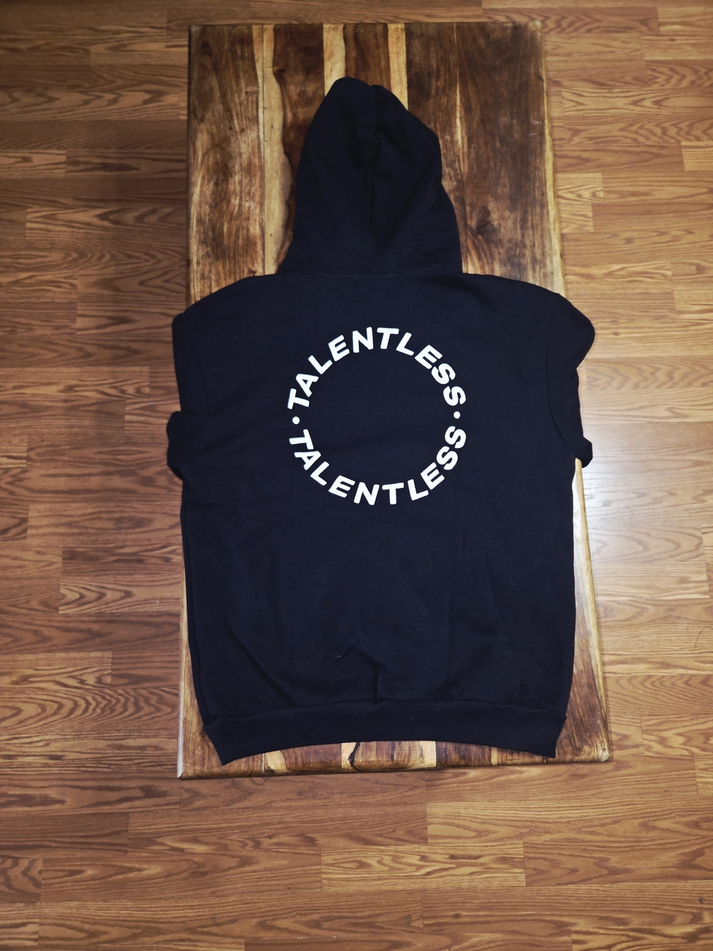 TALENTLESS Unisex Black Hoodie with White Logo - Picture 5 of 5